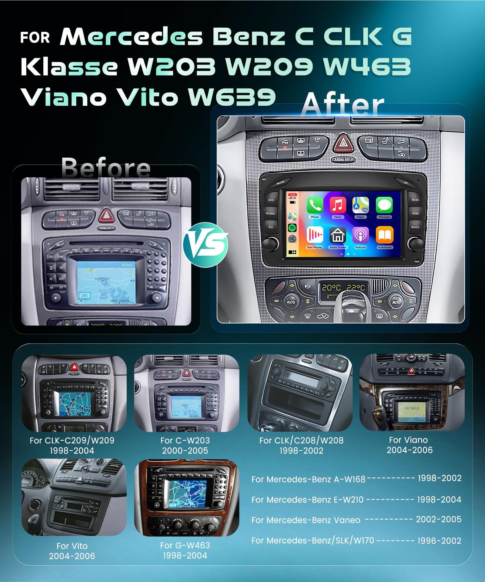 vechtel-autoradio-mercedes-w203-w209-7-carplay-2-64g image 2