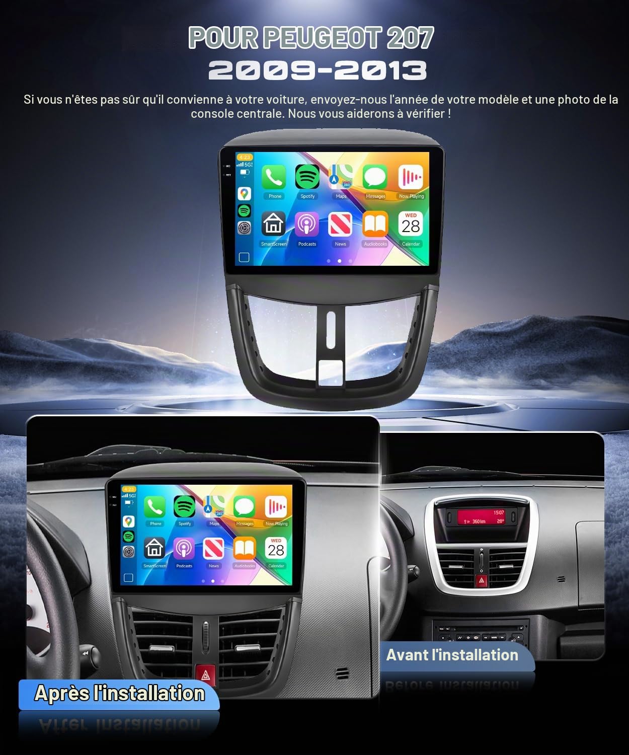 vechtel-peugeot-207-2006-2015-autoradio-9-4-128g-carplay image 2