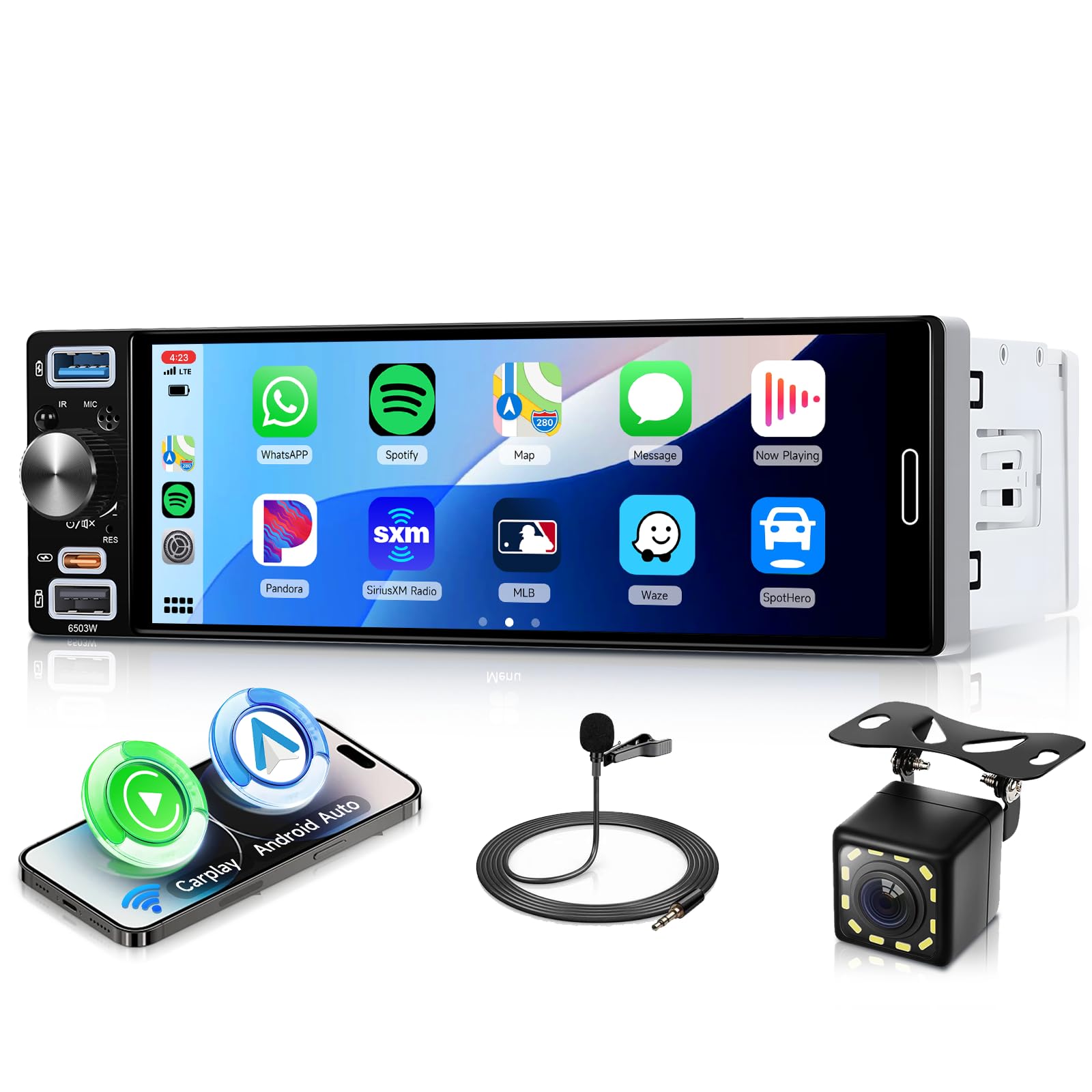 vechtel-autoradio-1-din-6-8-pouces-tactile-carplay-sans-fil-cam-ra image 8
