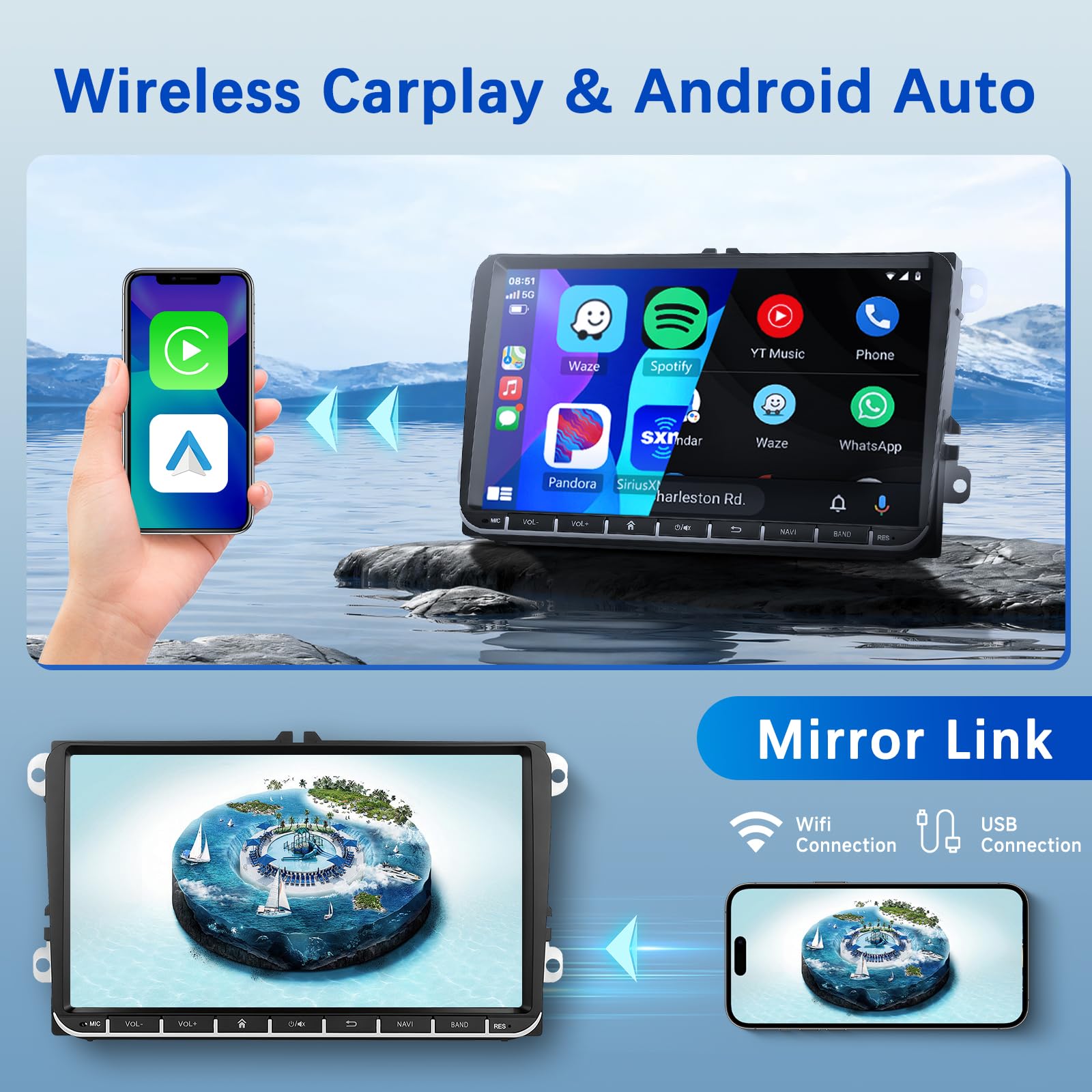podofo-android-car-radio-autoradio-9-vw-4-64g-carplay-camera image 3