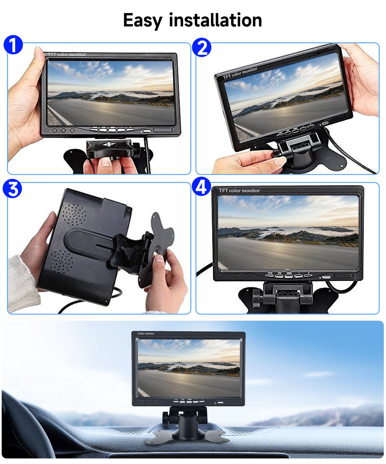 podofo-kit-cam-ra-de-recul-filaire-7-pouces-c-ble-10m-ip69 image 5