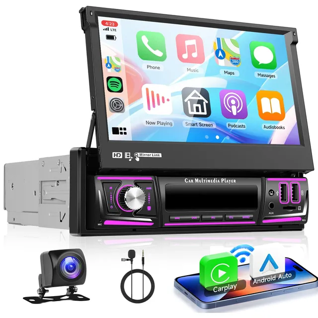 vechtel-autoradio-1-din-cran-7-pouces-android-15-2-64g-carplay image 1