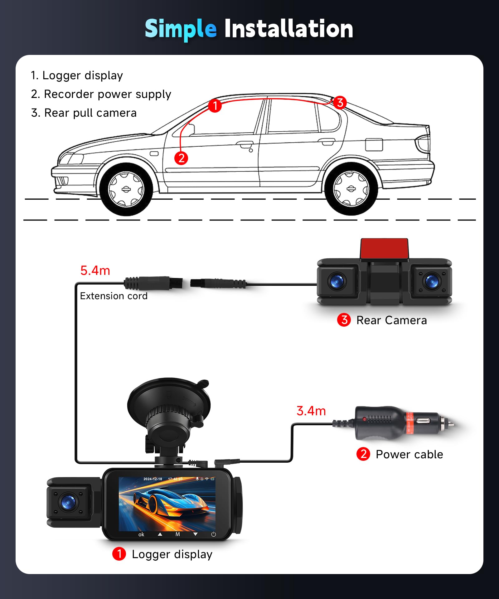 vechtel-dashcam-2k-wifi-cran-3-vision-nuit-128-go image 7