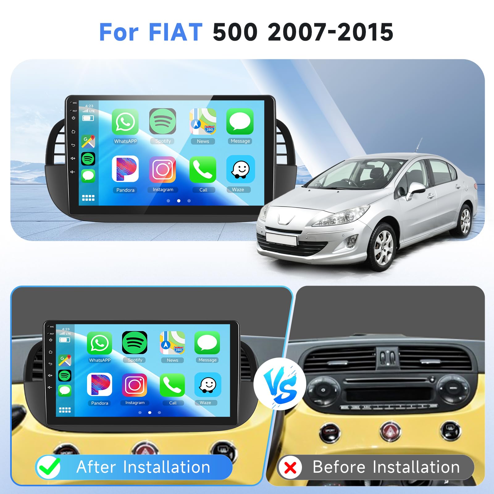 podofo-android-car-radio-fiat-500-9-2g-64g-carplay image 2