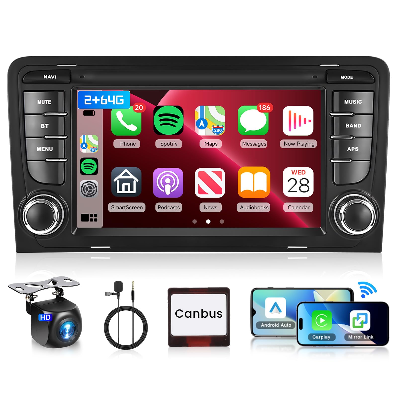 podofo-android-car-radio-7-audi-a3-8p-autoradio-2g-64g image 1