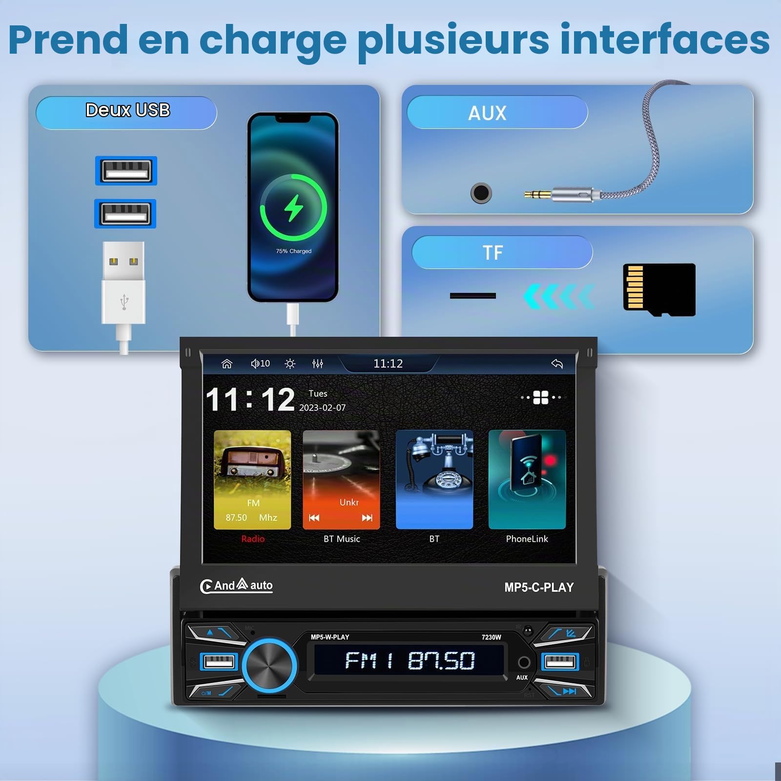 vechtel-autoradio-1-din-7-pouces-cran-lectrique-carplay-sans-fil image 6