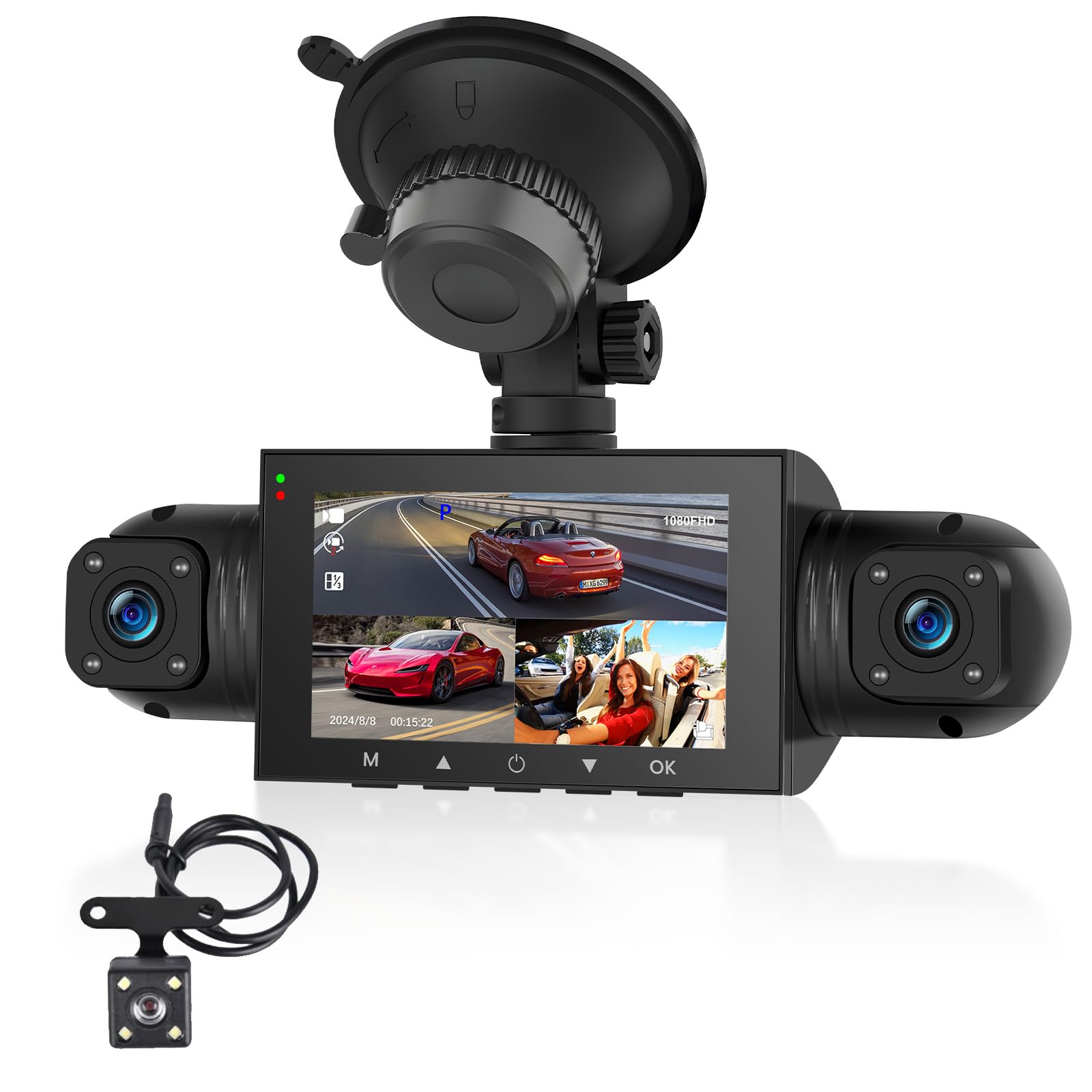 podofo-car-dvr-dash-cam-360-4-canaux-1080p-cran-3 image 1