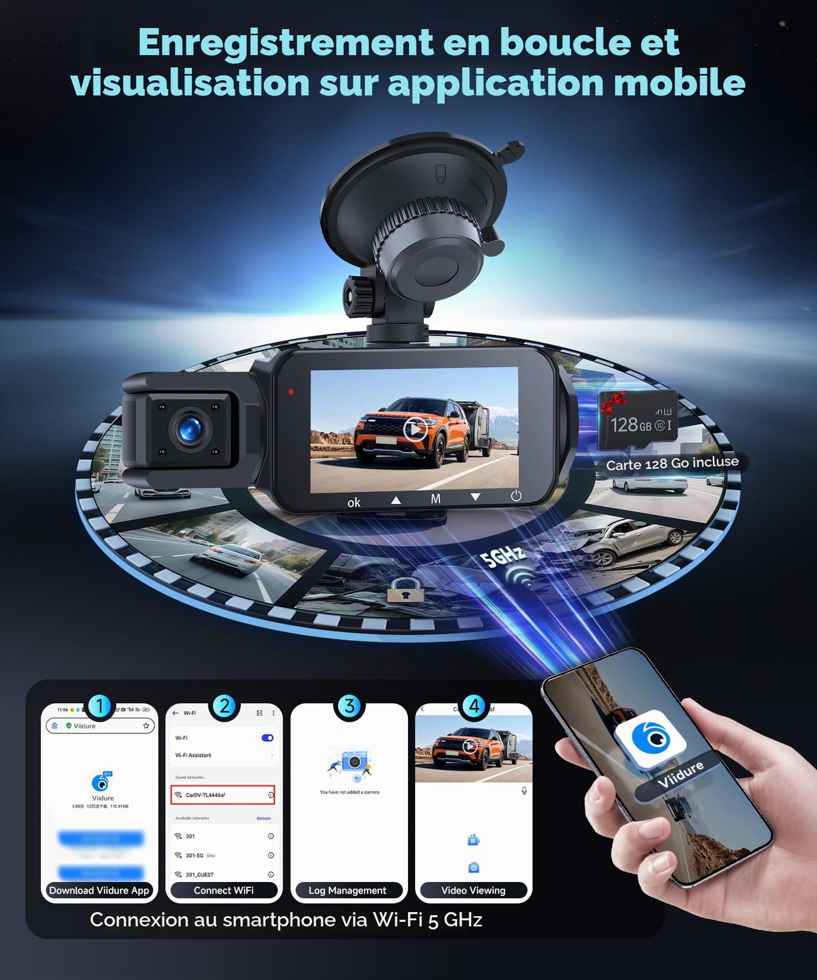 vechtel-dashcam-2k-wifi-cran-3-vision-nuit-128-go image 6