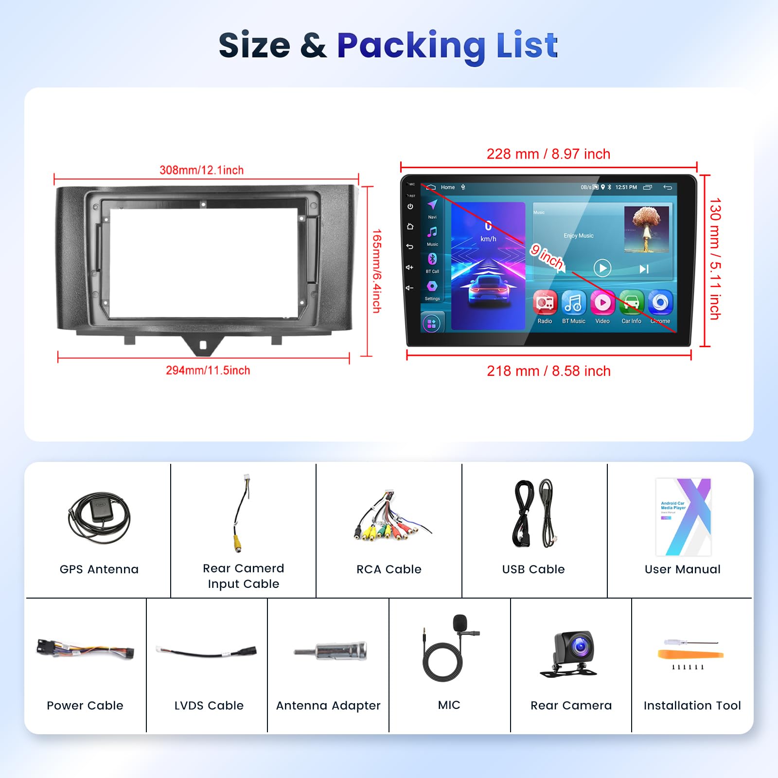 podofo-android-car-radio-9-pouces-smart-fortwo-2-64gb image 7