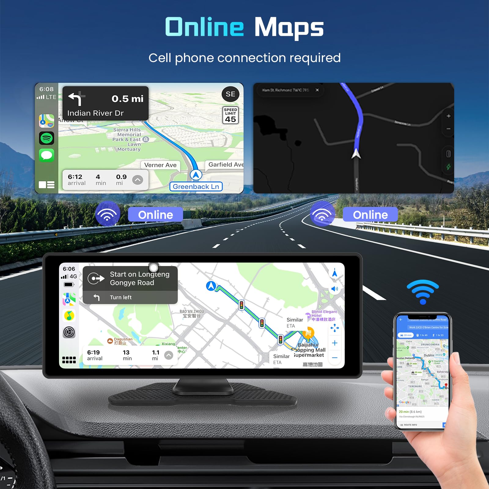 podofo-portable-carplay-screen-10-26-pouces-autoradio-portable-sans-fil image 6