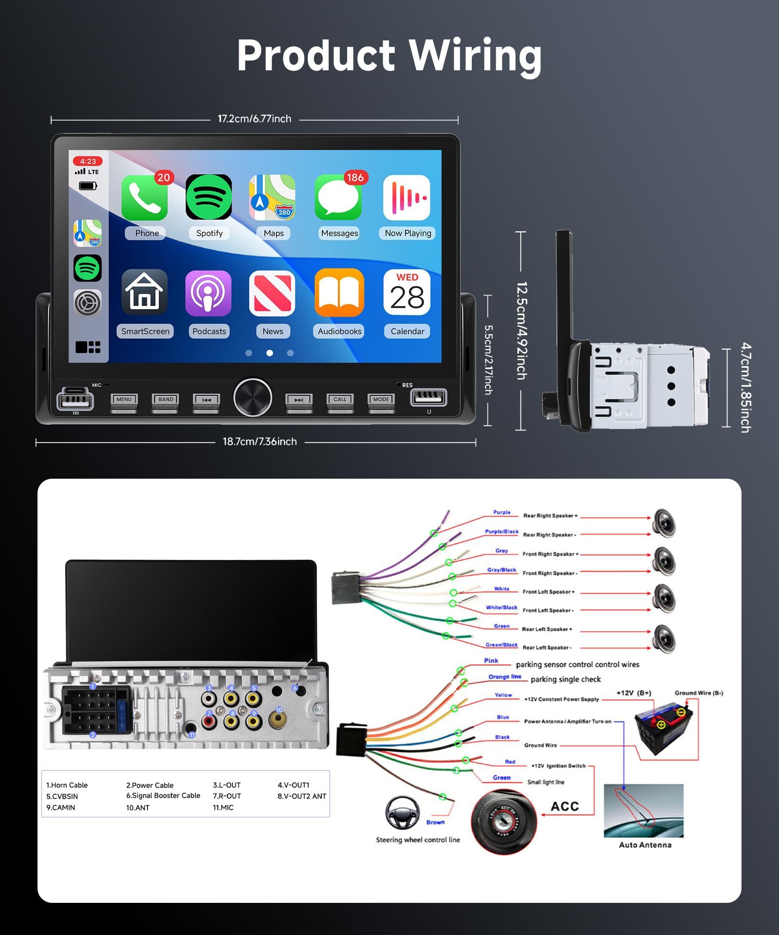 vechtel-autoradio-1-din-mp5-autoradio-7-pouces-carplay-sans-fil image 7