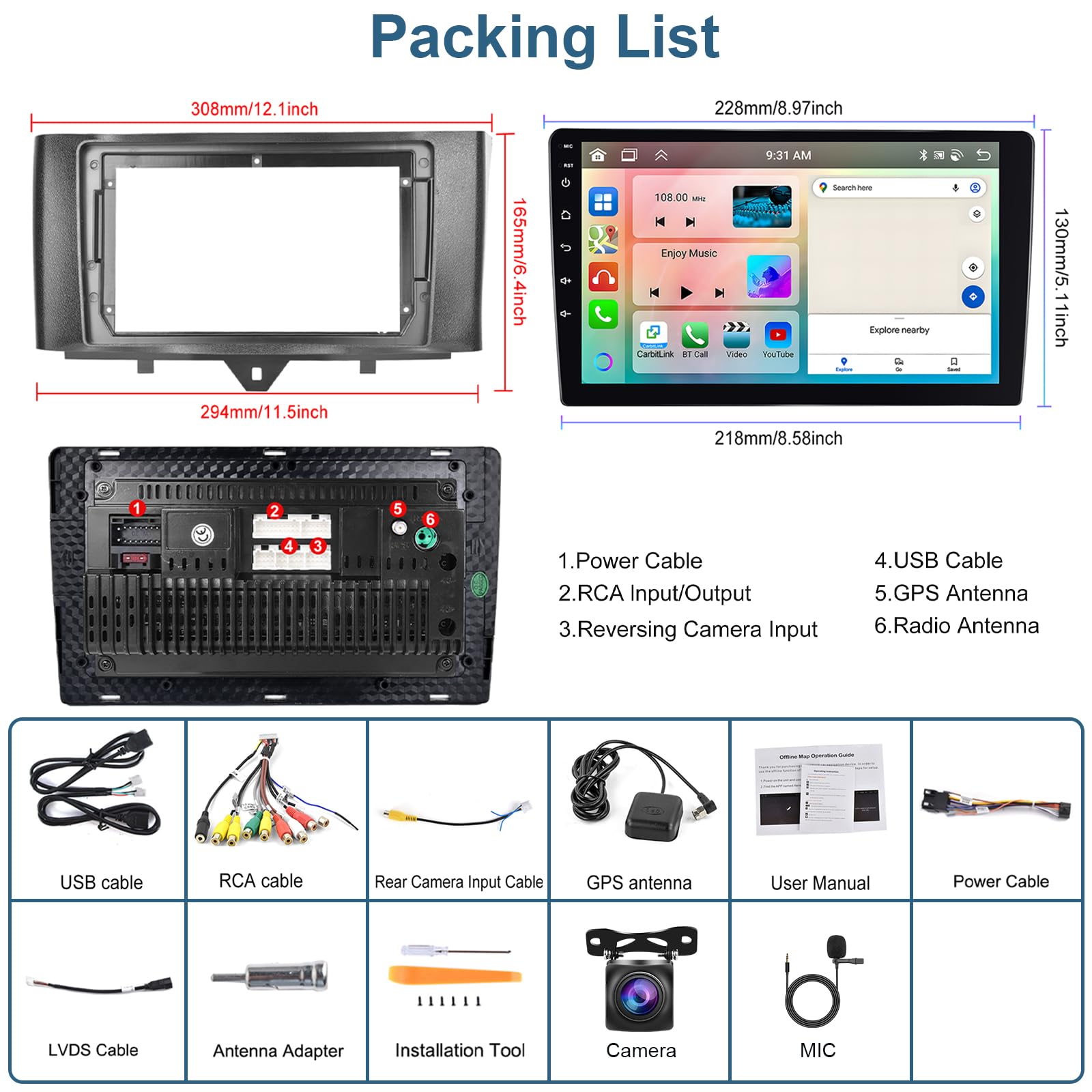 podofo-android-car-radio-autoradio-9-pouces-smart-4-64g-gps image 7