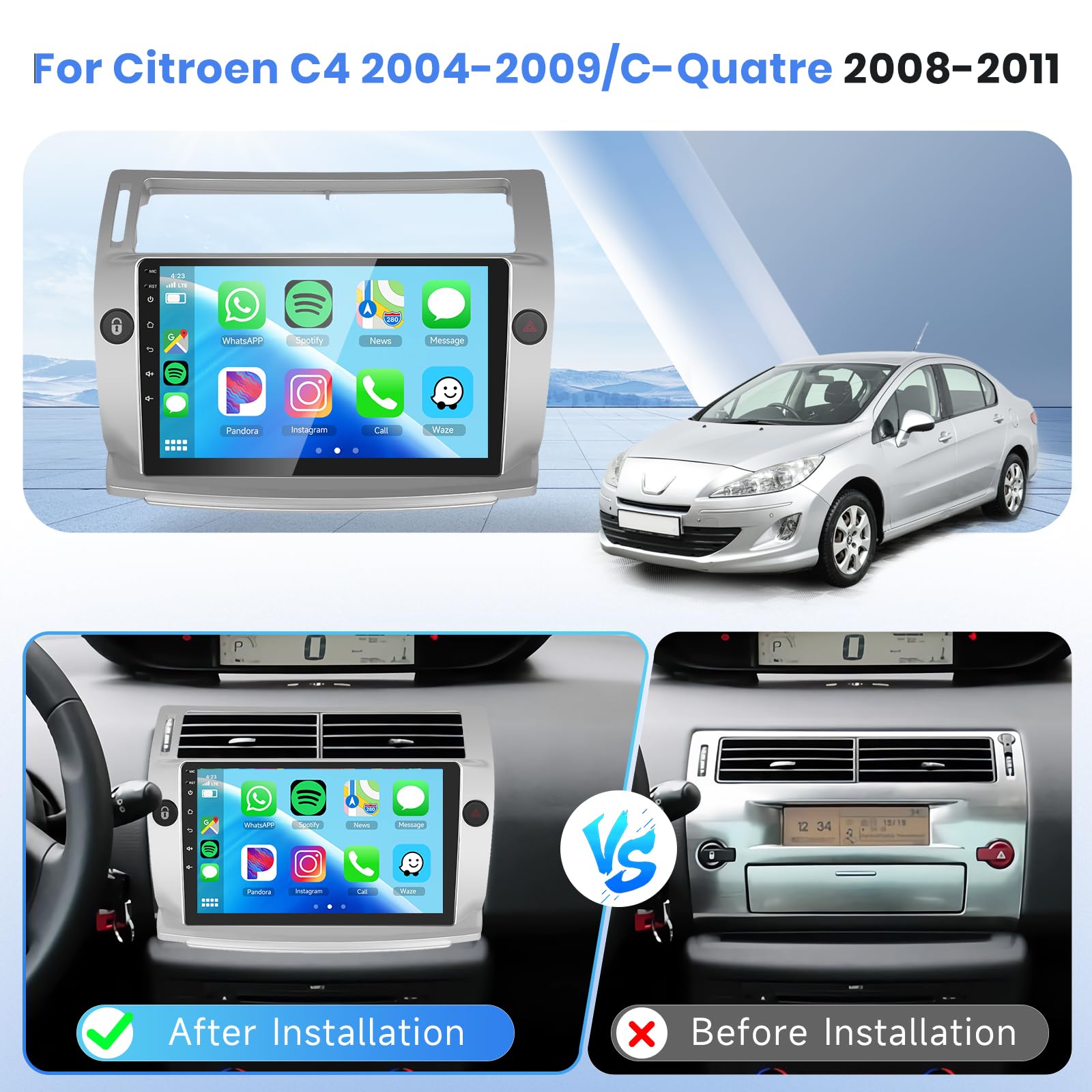 podofo-android-car-radio-c4-2004-2009-9-autoradio-2g-64g image 2