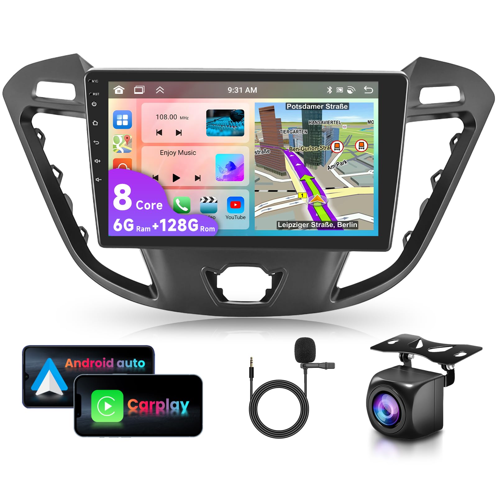 vechtel-autoradio-transit-tourneo-9-android-13-6-128g-dsp image 1