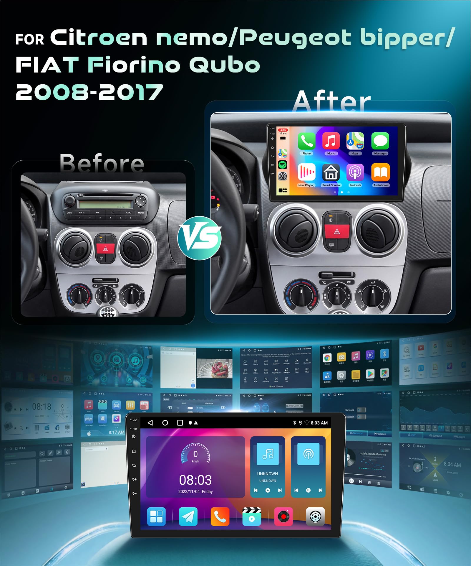 vechtel-autoradio-citroen-nemo-10-1-pouces-2g-64g-carplay-sans-fil image 2