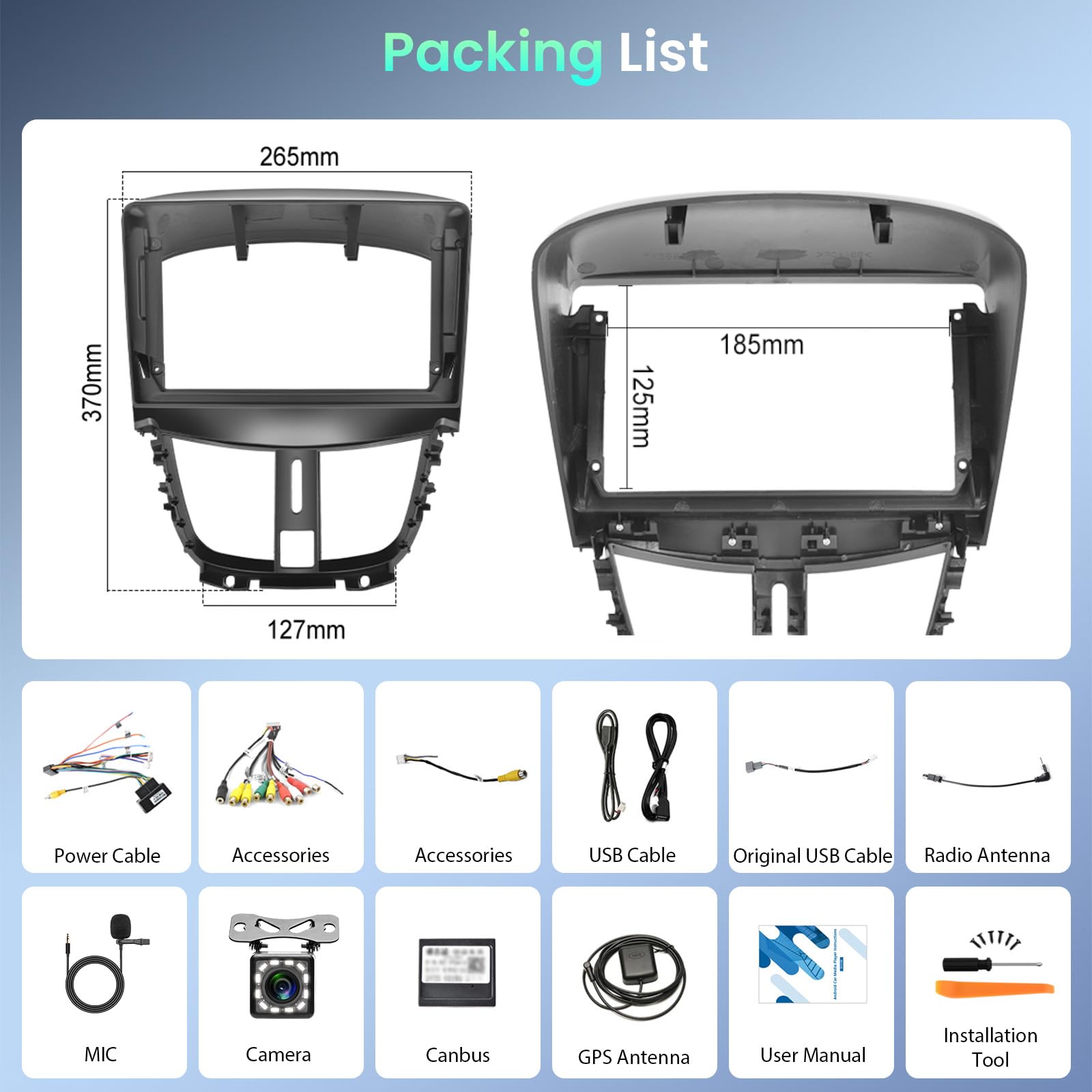 podofo-android-car-radio-peugeot-207-9-autoradio-1-32g-mirror image 7
