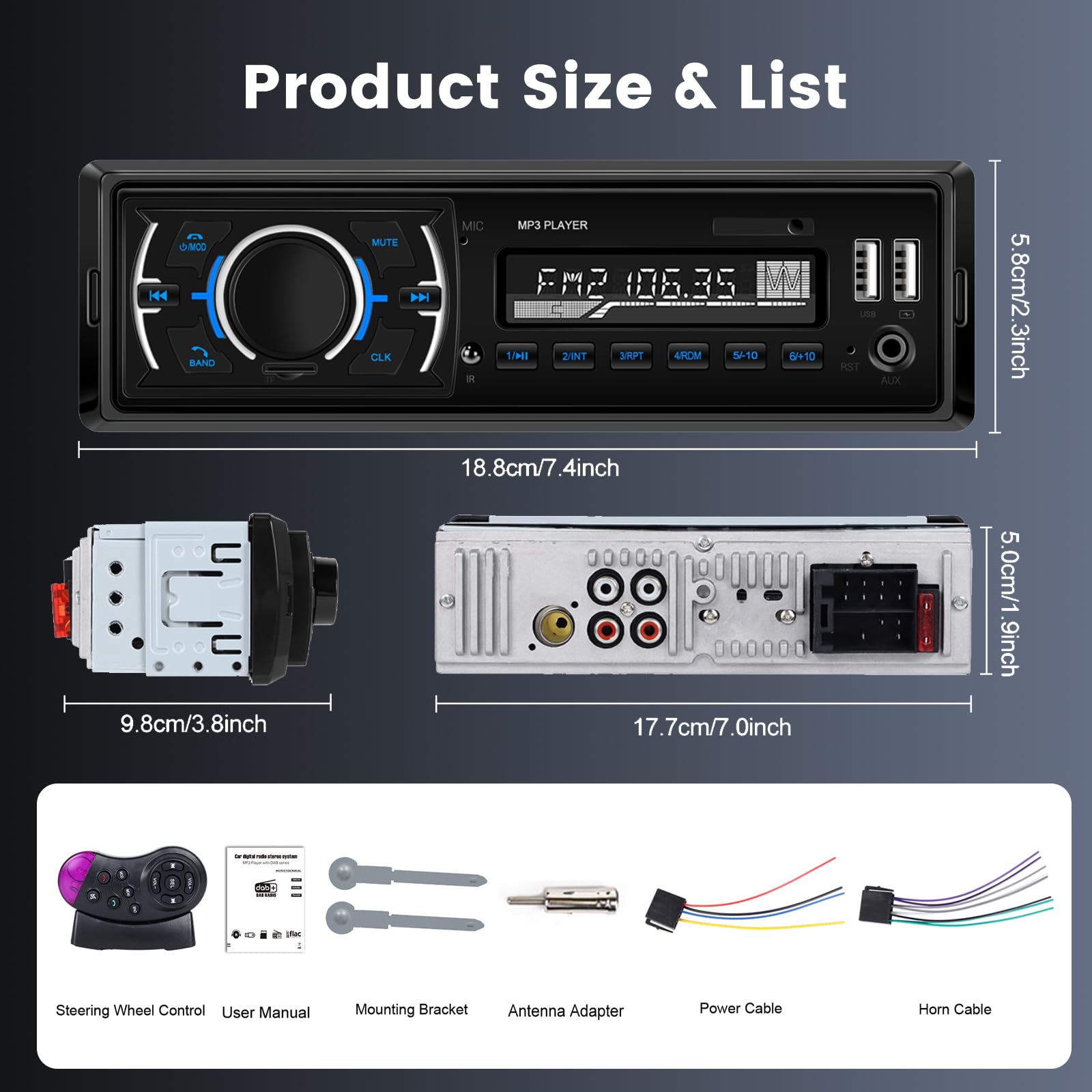 podofo-car-mp3-player-1-din-autoradio-dab-bluetooth-5-0 image 7