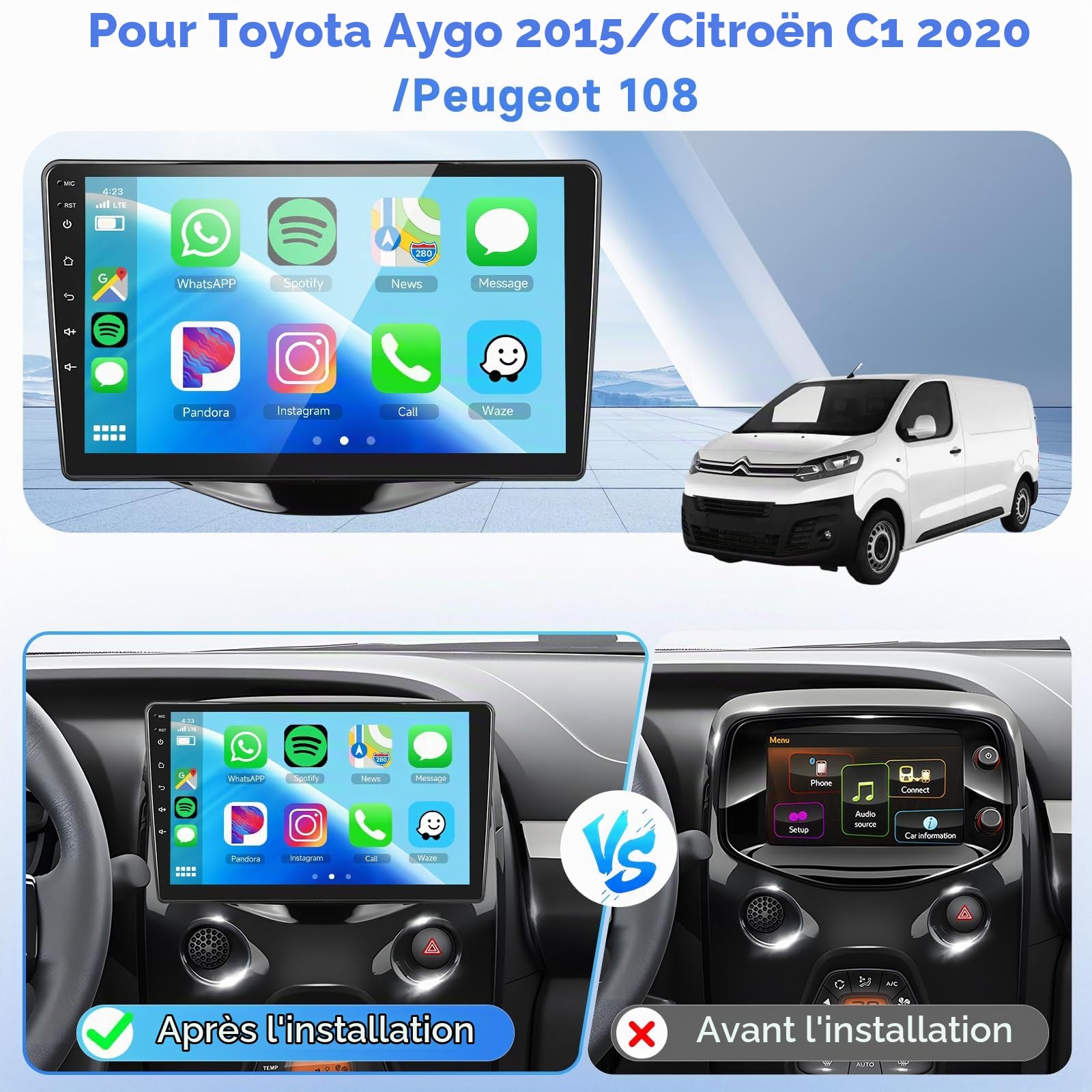 podofo-android-car-radio-aygo-c1-108-9-autoradio-2-64g-gps image 2