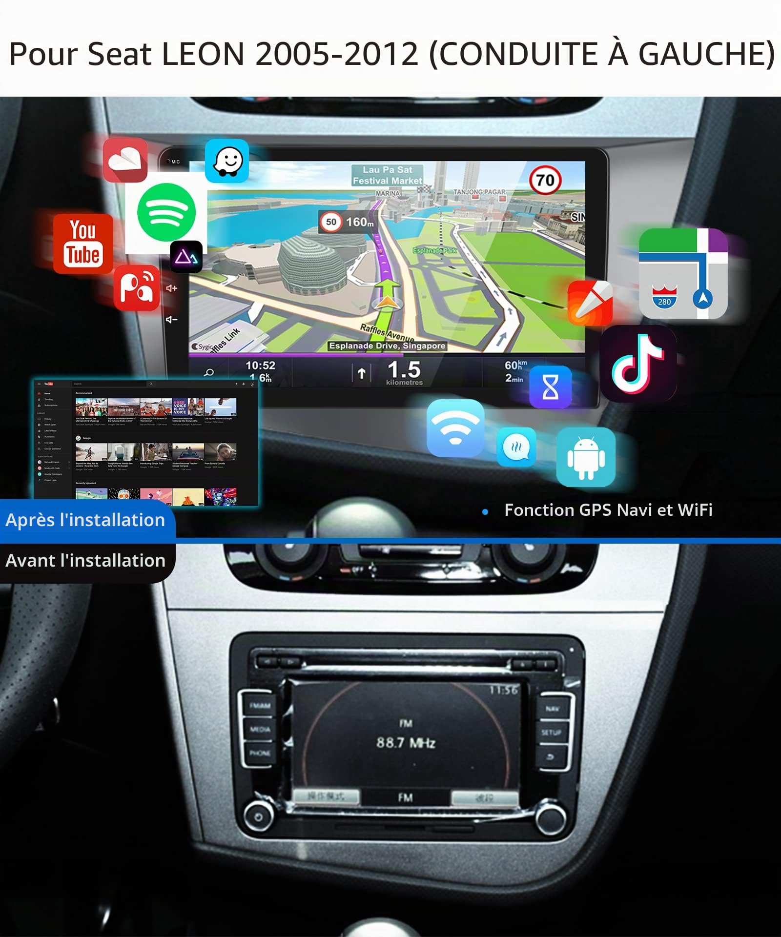 podofo-android-car-radio-seat-leon-autoradio-9-pouces-1-32-go image 2