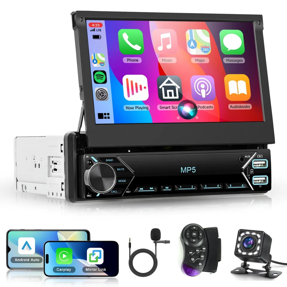 podofo-android-car-radio-autoradio-1-din-7-r-tractable-cam-ra image 1