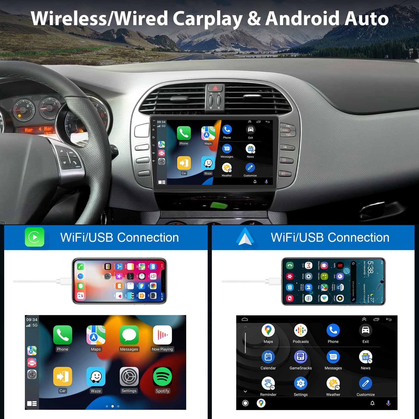 podofo-android-car-radio-autoradio-9-fiat-bravo-4-64g-camera image 3