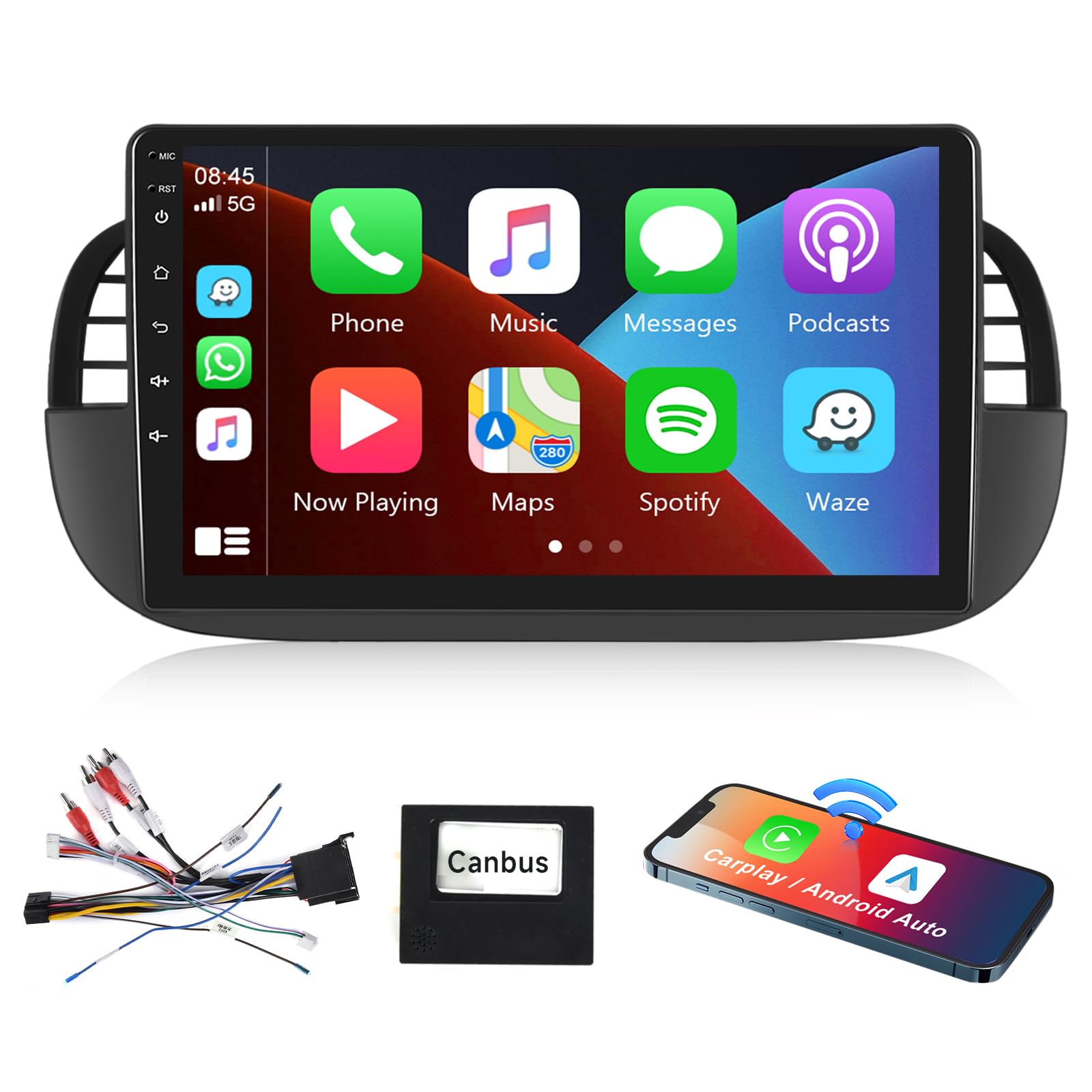 podofo-android-car-radio-fiat-500-9-2g-64g-carplay image 1