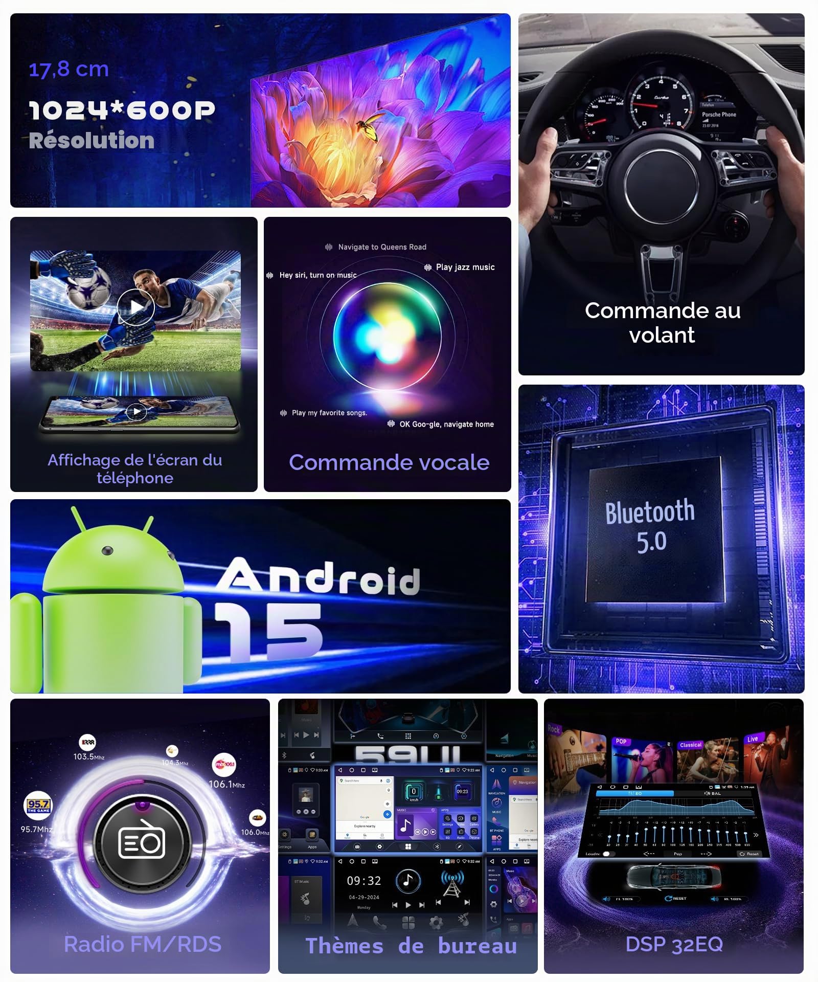 vechtel-autoradio-2-din-android-15-7-pouces-carplay-4-64-go image 3