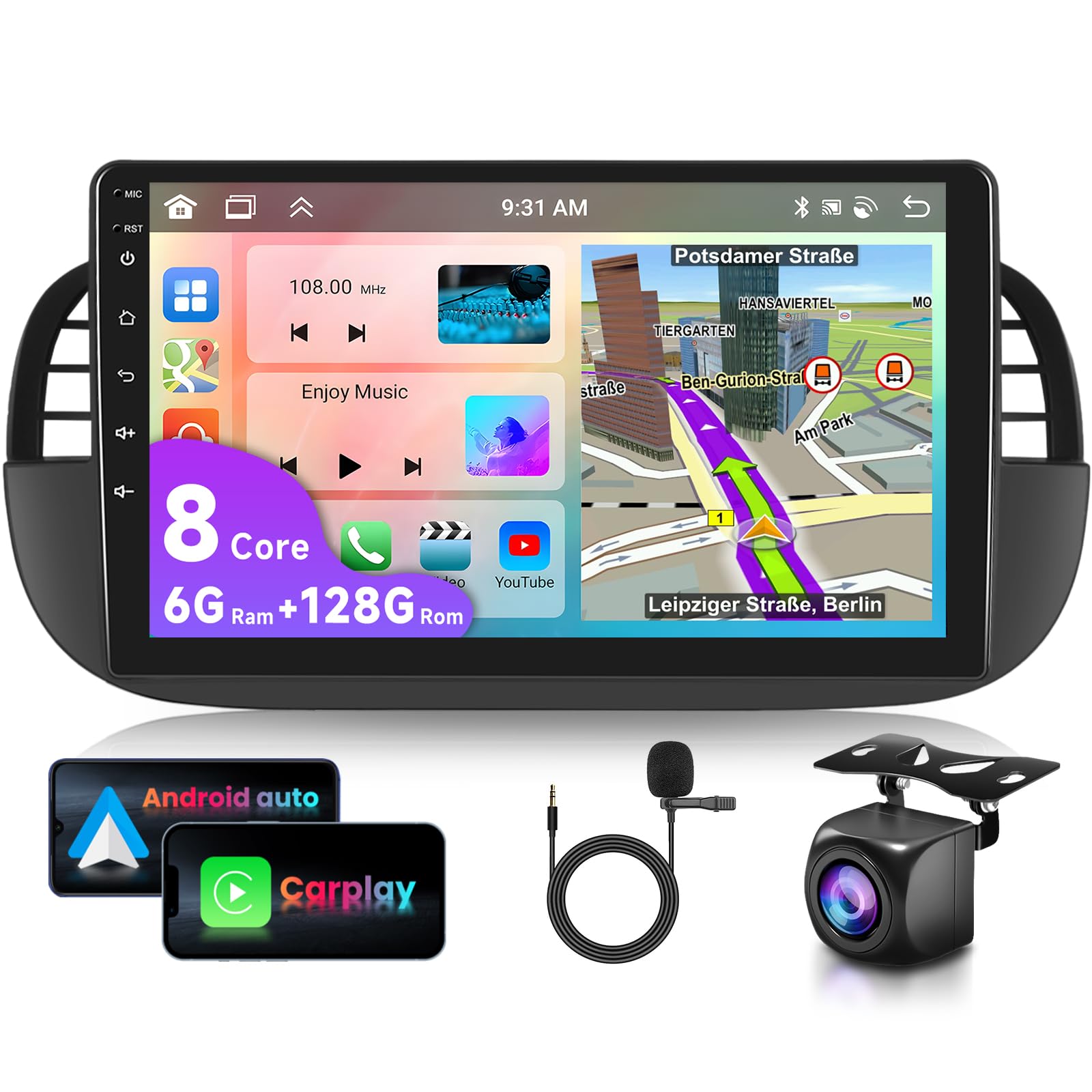 vechtel-autoradio-fiat-500-9-pouces-6g-128g-android-15-carplay image 1