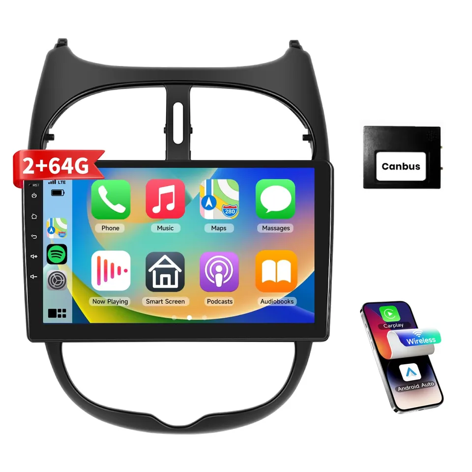 podofo-autoradio-peugeot-206-9-pouces-carplay-2-64g image 1