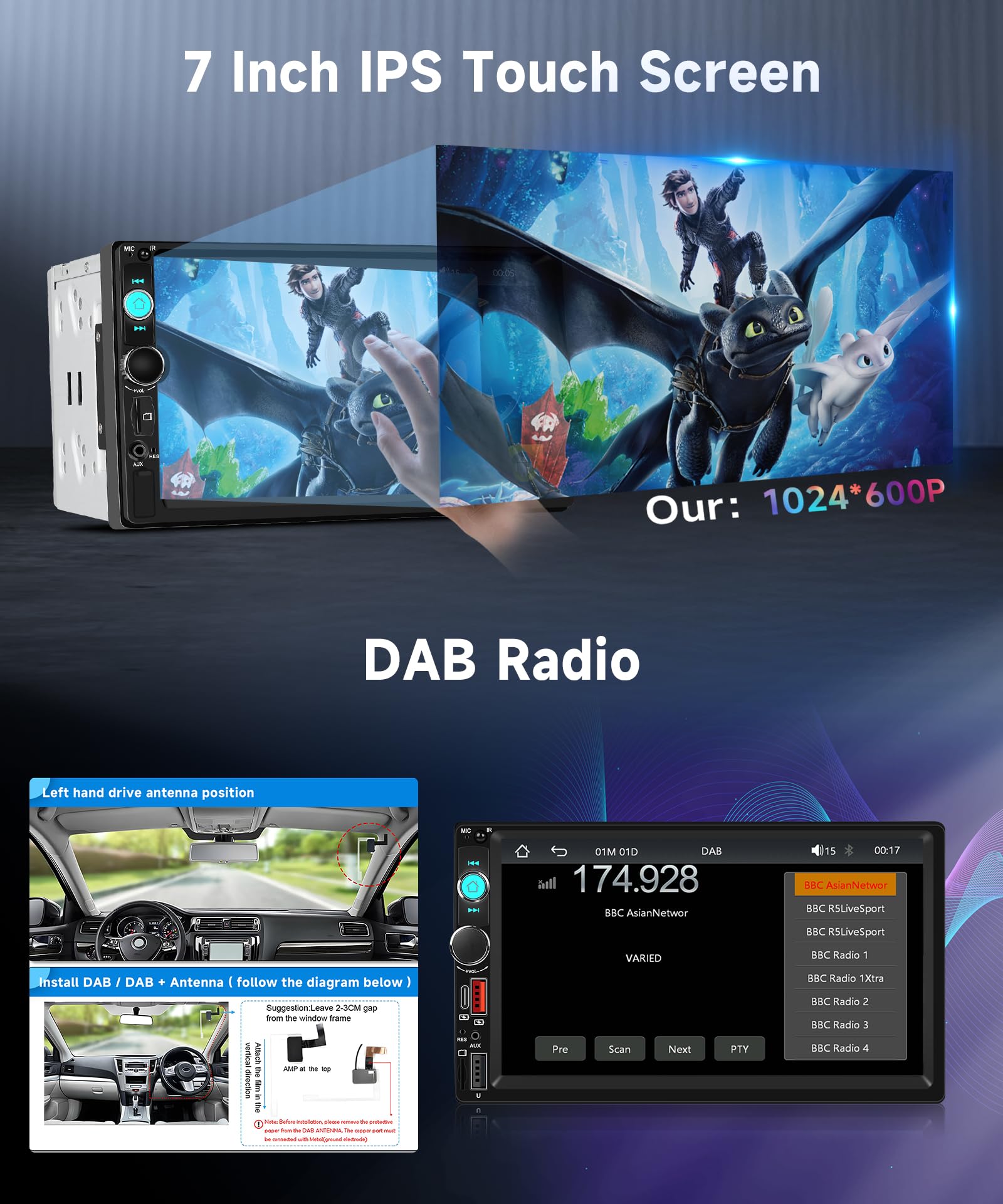 vechtel-autoradio-2-din-7-pouces-poste-radio-dab-carplay image 3