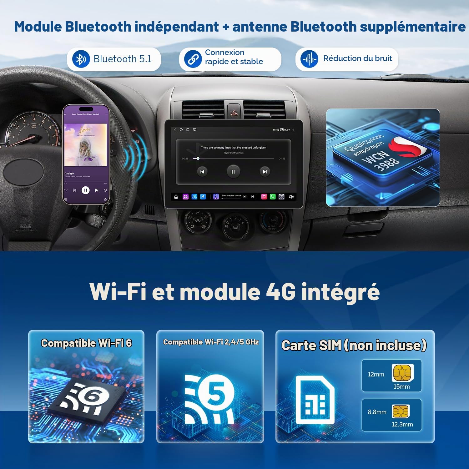 eonon-1-din-car-stereo-autoradio-10-95-pouces-6-64-go-4g-gps image 3