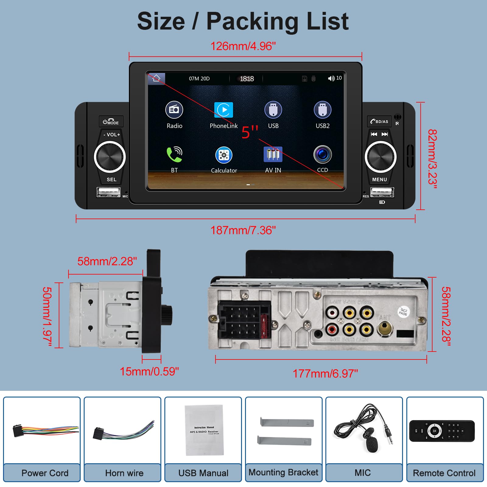 podofo-android-car-radio-autoradio-1-din-5-carplay image 7