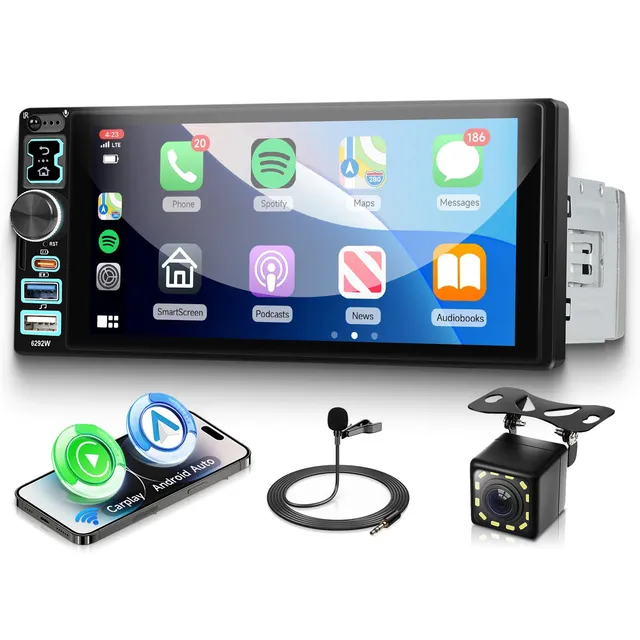 vechtel-autoradio-1-din-6-8-pouces-tactile-carplay-sans-fil-cam-ra image 1