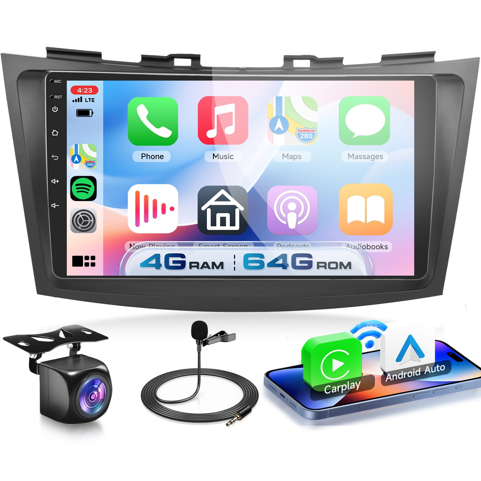 vechtel-autoradio-suzuki-swift-9-pouces-android-13-carplay-4-64g image 1