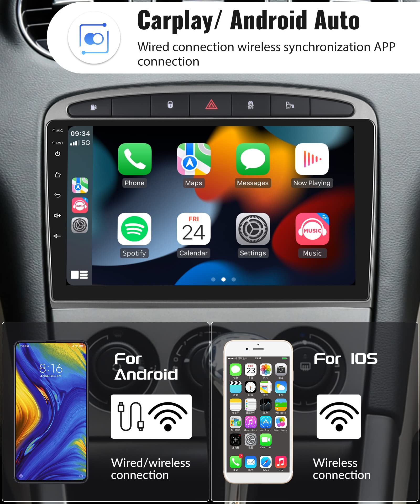 podofo-android-car-radio-308-408-autoradio-9-pouces-2-64g image 3