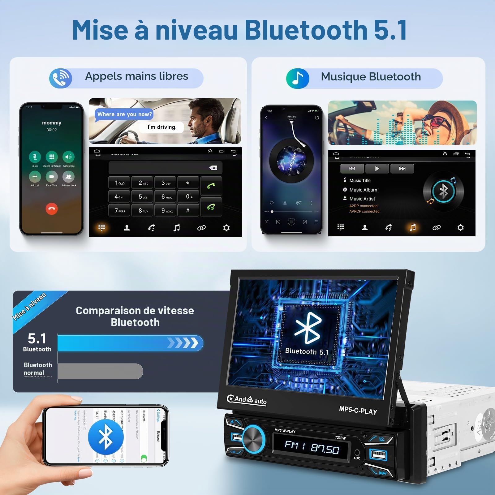 vechtel-autoradio-1-din-7-pouces-cran-lectrique-carplay-sans-fil image 4