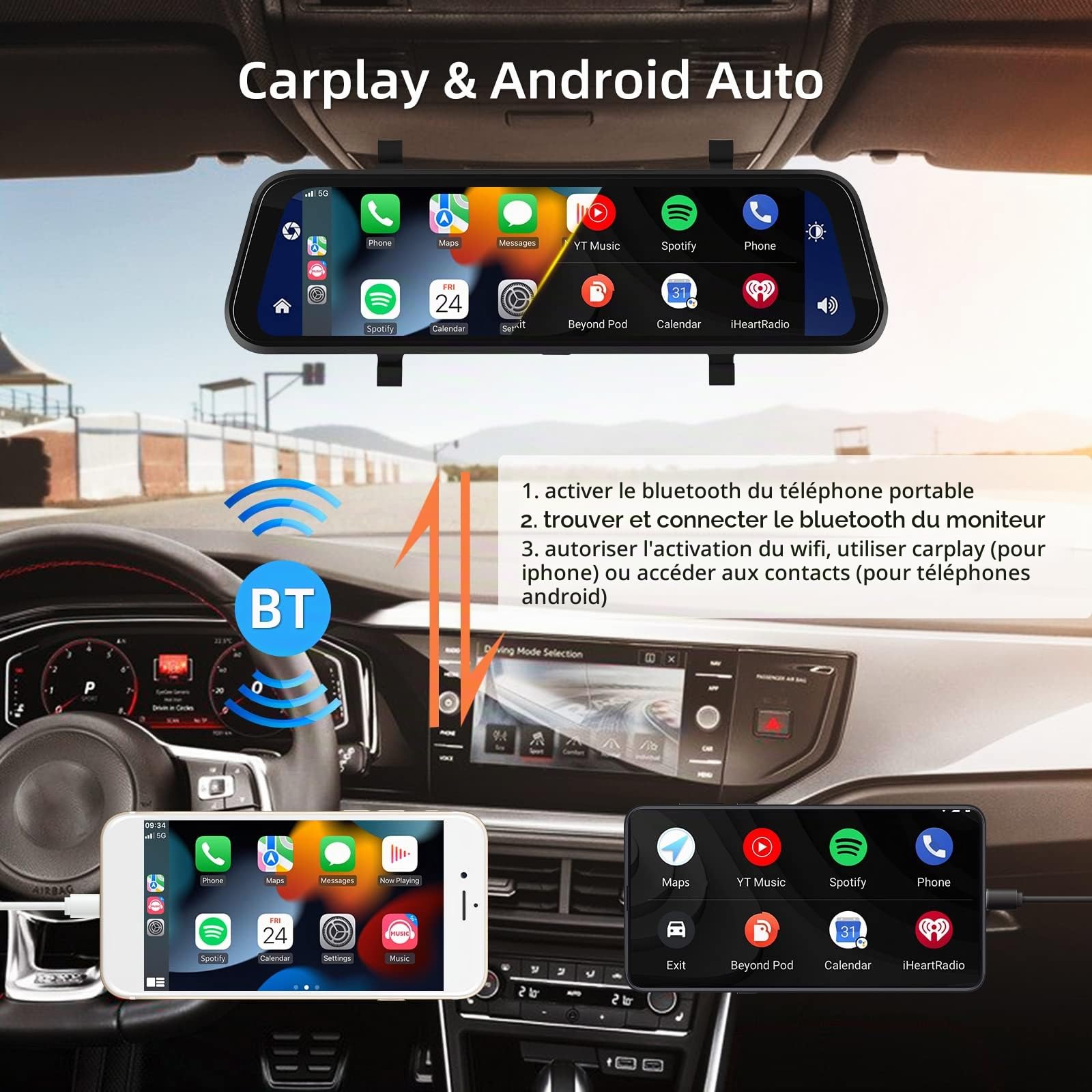 podofo-car-dvr-dash-cam-9-66-r-troviseur-carplay-dashcam-1080p image 2